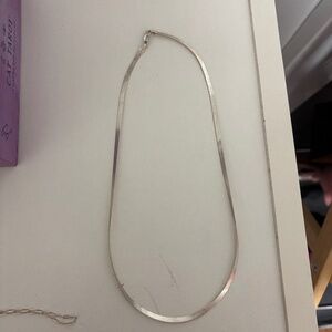 Silver herringbone chain necklace